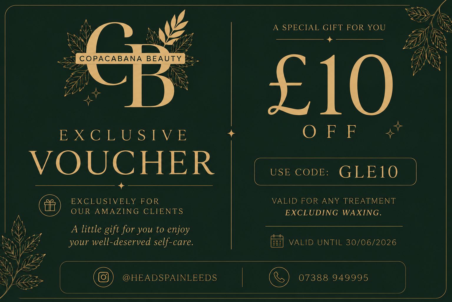 £10 off voucher GLE10
